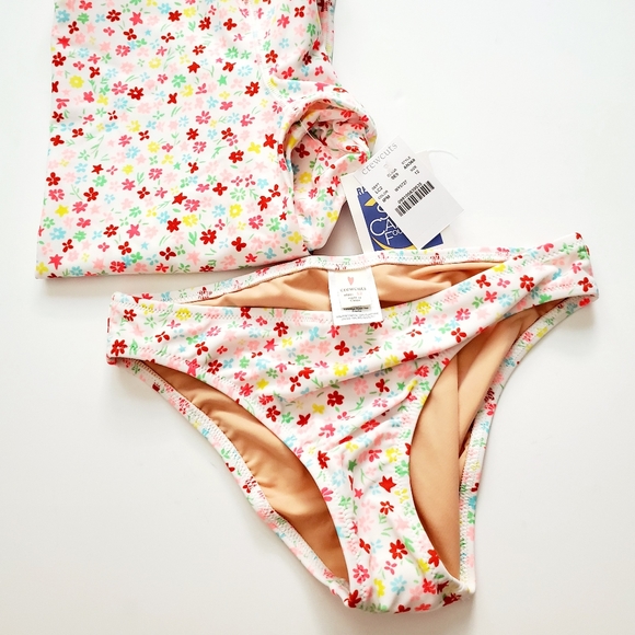 J.Crew girls' rash guard set in pink floral NWT - Picture 3 of 5